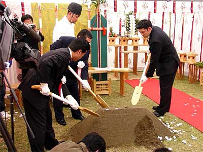 27日行われた五十嵐川筋災害復旧工事安全対策協議会の安全祈願祭