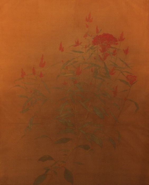 日本画／奨励賞「鶏頭花」松井　寿子（長辰）