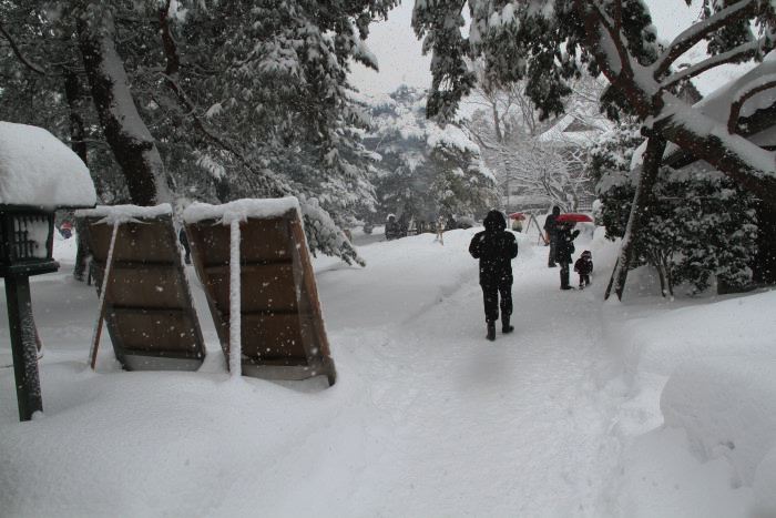 大雪の境内