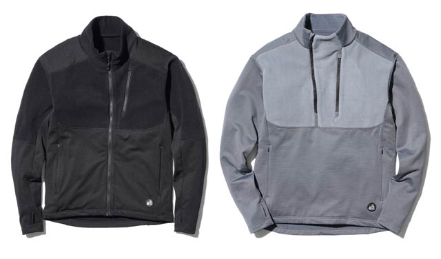 Hybrid Fleece Jacket(左)27,500円　Hybrid Fleece Pullover(右)25,300円