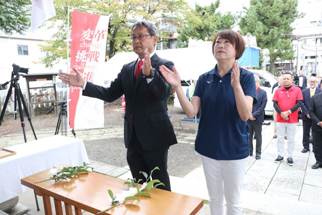 佐々木氏の出陣式