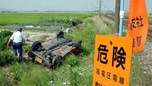 三条市上保内地内の信越本線布施谷踏切の事故現場