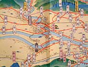 観光絵図「新潟県中央の観光」（中越自動車株式会社発行）の三条、燕を中心とした部分