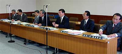 中間報告を発表する加茂市議会が設置する合併問題特別委員会