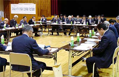 19日開かれた三条・田上・栄・下田合併協議会設立準備会第2回会議