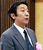 功労者代表で謝辞を述べる筒井さん
