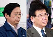 荒澤(株)荒澤製作所社長(左)と明藤新光金属(株)社長(右)