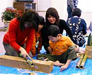親子で門松作り