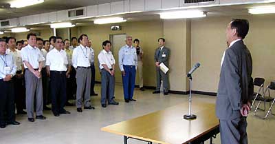 高橋三条市長初登庁の13日行われた高橋市長訓示