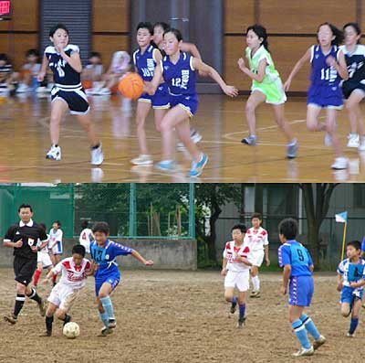 27日開かれた平成17年度三条市小学校親善運動会のミニバス大会とサッカー大会