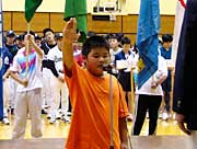 下田相撲連盟の飯田小学校6年生大野君が選手宣誓