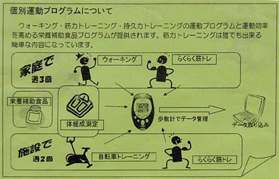 40歳からの運動教室のちらしにある個別運動プログラムの図説