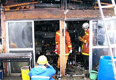火事のあった三条市北潟地内の左官業作業所