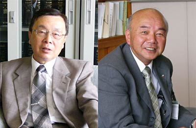 燕市助役に就任が決まった中野邦雄氏(左)と金子光雄氏(右)