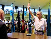 選手宣誓する南波さん