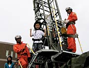 ことしも大人気だったはしご車搭乗体験