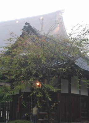4日午前6時6分、霧に包まれる本成寺