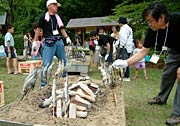 とったニジマスはさっそく塩焼きに