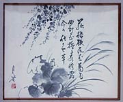 会場に展示している故・高橋月笙さんの作品