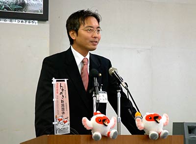 15日行われた国定三条市長の定例記者会見