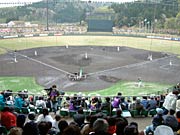施設命名権を販売する三条市民球場、ことし4月に行われた北信越BCリーグの開幕試合より