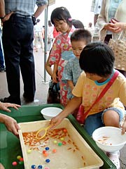 浴衣で金魚すくいも