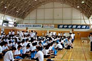 県央工高初戦の3日は校内応援会場となる体育館