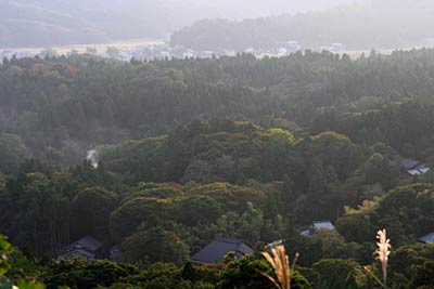 朝日山展望台から見下ろした風景