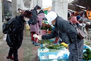 27日、三条市の中央市場で開かれたことし最後の二・七の定期市