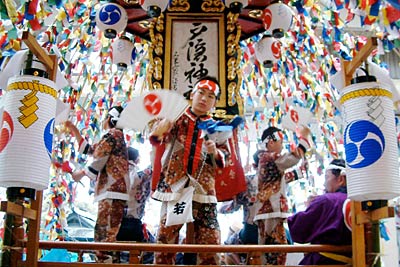 戸隠神社春季例大祭宵、木場小路の万灯