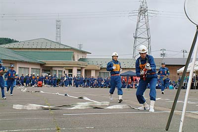 26日行われた第3回三条市長杯争奪三条市消防団小型ポンプ操法競技会