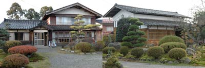 寄付する関川さんの土地に建つ自宅(左)や蔵(右)