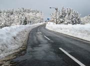道路はきれいに除雪されたアスファルトが黒々