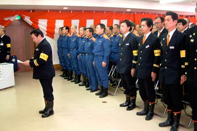 式典で長谷川消防団長団長による決意表明