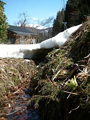 諸橋轍次記念館の付近にはまだ雪が残る