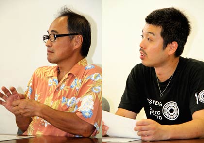 マカロニ料理教室で講師を務める左が珈琲屋の青野店主、右が欧風厨房サントピアットの桑原店主