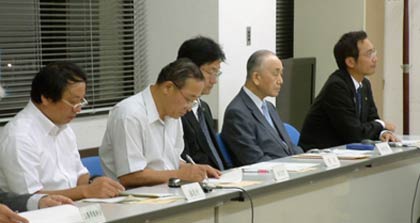  第6回知事・市町村長・医療関係者等合同会議で席を並べた関係5市町村長