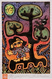 新潟日報で連載された渡辺さんの版画