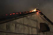 屋根のてっぺんで燃える火