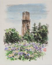 藤井克之さんが描いた水道の塔
