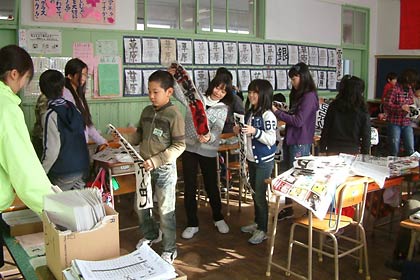一ノ木戸小学校で3学期の始業式後の5年生の学級指導