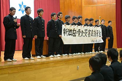 卒業式予行で全校生徒に善意の呼びかけて