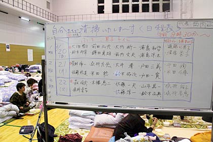 ホワイトボードに当番表