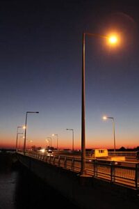 県央大橋から夕焼けの空