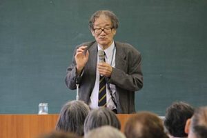 10月30日に諸橋轍次記念館で開かれた稲川明雄氏講演会「北越戊辰戦争と八十里越」の講師、河井継之助記念館の稲川明雄館長