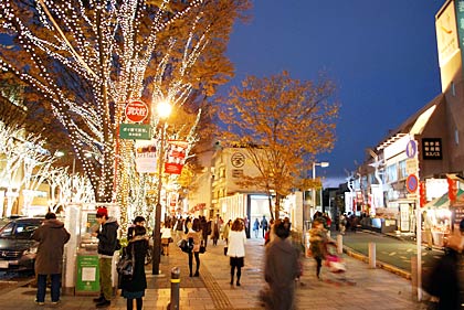 ネスパス前の表参道は恒例のイルミネーション