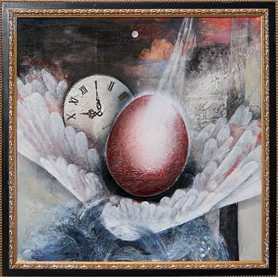 県展洋画部門で奨励賞を受賞した柳瀬秀子さんの作品「メッセージ（希望）」