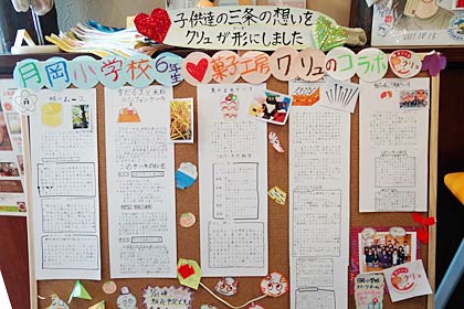 児童が描いたケーキのイラストや「ケーキの秘密」