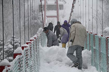 作業中も容赦なく雪が降る