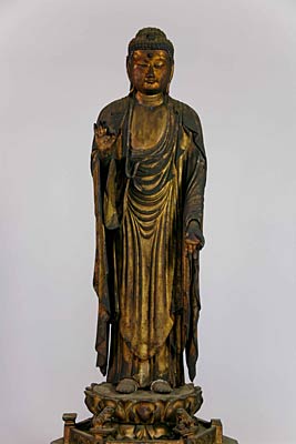  県指定文化財の指定が答申された三条市・本都寺の木造阿弥陀如来立像
